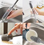 Uzun Saplı Silikon Biberon ve Kavanoz Yıkama Fırçası (5256)