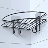 Yapışkanlı Banyo Köşeliği Kancalı Köşe Rafı Duş Şampuanlık Duvar Düzenleyici Organizer Raf (5256)