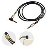 3.5mm AUX Kablosu Jak Erkek Erkek L Tipi 1 Metre Ses Aktarım Kablosu (5256)