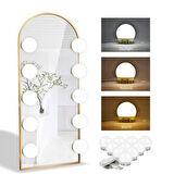 Nostalji Hollywood Tarzı 10'lu Makyaj Masası Aynası Beyaz Led Işıklı Lamba USB (5256)