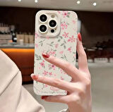 Pembe Çiçek Baskılı iPhone 13 Telefon Kılıfı