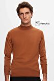 D'S Damat Regular Fit Camel Pamuk Karışımlı Yarım Balıkçı Triko Kazak 5HF06ORT16275