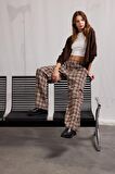 DeFacto Coool Straight Fit Kareli Kumaş Pantolon Kareli Normal Bel E7752AX25SPBN468