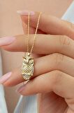 925 Ayar Gümüş Gold Baykuş Kolye