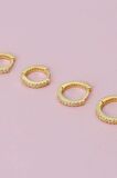 925 Ayar Gümüş Gold 4'lü Set Küpe