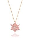 925 Ayar Gümüş 4 Katman Pembe Lotus Çiçeği Kolye
