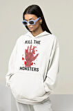 Kill The Monsters Baskılı Unisex Oversize Hoodie