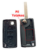 Peugeot Partner 207 208 308 407 508 3 Tuşlu Kumanda Anahtar Kabı Pil Yataksız Logolu