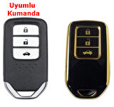 Honda Civic Accord Cr-v Hr-v Uyumlu Smart Anahtar Kılıfı Kumanda Kılıfı Oto Anahtarlık Siyah Gold
