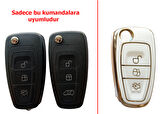 Focus 3 Mondeo Transit Courier Uyumlu Silikon Nano Anahtar Kumanda Kılıfı Oto Anahtarlık Beyaz