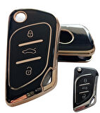 Cadillac Tipli KD Keydiy NB30 Uyumlu Kumanda Anahtar Kılıfı Oto Anahtarlık Siyah Gold