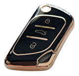 Cadillac Tipli KD Keydiy NB30 Uyumlu Kumanda Anahtar Kılıfı Oto Anahtarlık Siyah Gold