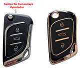 Cadillac Tipli KD Keydiy NB30 Uyumlu Kumanda Anahtar Kılıfı Oto Anahtarlık Siyah Gold