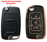 Geely Emgrand Uyumlu Nano Anahtar Kılıfı Kumanda Kılıfı Oto Anahtarlık Siyah Gold