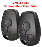 Renault Clio 3 Dacia Logan Duster Sandero Uyumlu Kumanda Anahtar Kılıfı Oto Anahtarlık Siyah 3 Tuş