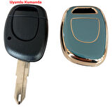 Renault Clio 2 Kangoo Tek Buton Uyumlu Kumanda Anahtar Kılıfı Oto Anahtarlık Gri Gold