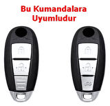 Suzuki Vitara Swift SX4 Uyumlu Smart Kumanda Kılıfı Anahtar Kılıfı Oto Anahtarlık Gri Gold 3 Tuş