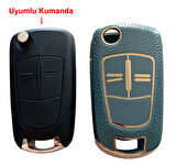 Opel Astra H Corsa D Meriva Uyumlu Anahtar Kumanda Kılıfı Oto Anahtarlık Deri Desenli TURKUAZ