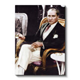 Hasır Koltukta Atatürk - Şık Oturuş Portresi Kanvas Tablo