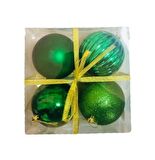 YILBAŞI TOP AĞAÇ SÜSÜ YEŞİL 4'LÜ SET PLASTİK 10CM