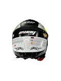 Sway 715 Şeffaf Vizörlü Yarım Motosiklet Scooter Kaskı L Beden Poison Black Grey Yellow