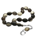 925 Ayar Gümüş Püsküllü Arpa Kesim Bufalo Boynuzu Efe Tesbihi