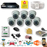 7 Kameralı Set - Araç İnsan Yüz Hareket Algılayan Gece Görüşlü 36 IR Led 5MP Sony Lensli 1080P Dome Güvenlik Kamerası Seti D136b-1