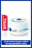 Nivea Soft Krem 300ml ve Çilek Nemlendirici Dudak Bakım Kremi 4.8gr, Hafif Kırmızı Işıltı, Doğal Yağlar