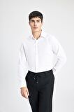 DeFacto Slim Fit Dar Kesim İtalyan Yaka Non Iron Ütü Gerektirmeyen Uzun Kollu Beyaz Gömlek A7803AX24SPWT32