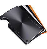 Yeni Nesil Minimalist Cüzdan, Metal Kartlık - Rfid Engelleme, Para Klipsi, Kadın & Erkek (SİYAH)