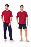 5370 Pijama Şort 3 Lü Damat Çeyiz Seti