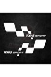 Tofaş Sport Kapı Altı Sag Sol Takım Set Oto Sticker Beyaz 30 x 11 Cm