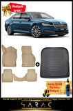 Skoda Superb 2015-2023 Bej Havuzlu Paspas & Bagaj Havuzu Seti (HEDİYELİ!)