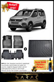 Peugeot Rifter 2019 Sonrası Skypack Paket 3D Havuzlu Paspas & Demirli Bagaj Havuzu Seti+(HEDİYELİ!)