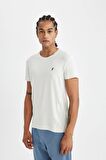DeFactoFit Beyaz Slim Fit Dar Kesim Bisiklet Yaka Sporcu Kısa Kollu Tişört C9183AX24AUGR493