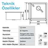 Crauf Stella 4449 PVD Füme Siyah 40x45 El Yapımı Paslanmaz Çelik Mutfak Eviyesi