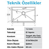 Crauf Poli 6303 PVD Bakır Tek Gözlü 51x78 cm Paslanmaz Çelik Mutfak Eviyesi