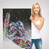 Graffiti Orta Parmak İzi Graffiti, Küfürlü El Hareketi, Hip Hop anvas Tablo-5314