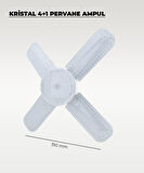 60W Kristal Pervane 4+1 Kanatlı Ampul 6500K Beyaz Işık 