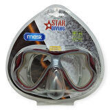 Star Diving Temper Camlı Dalış Maskesi Yetişkin - 51709-KIRMIZI
