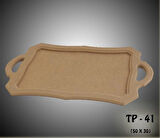 Ahşap Boyanabilir Dikdörtgen Kulplu Tepsi-Sunumluk