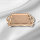 Ahşap Boyanabilir Dikdörtgen Kulplu Tepsi-Sunumluk