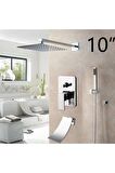 Banyo Bataryası Duş Seti Ankastre Krom Şelale 30x30 Tepe Duş 7 Yıl Garantili Sıva Altı Dahil