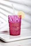 Akrilik Pembe Tekli Kısa Bardak & Su Meşrubat Kahve Yanı Bardağı 400 ml ( Cam Değildir )