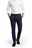 DeepSEA Erkek Lacivert Likralı Gofre Kumaş Beli Lastikli İpli Slim Fit Günlük Pantolon 2600650