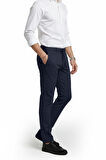 DeepSEA Erkek Lacivert Likralı Gofre Kumaş Beli Lastikli İpli Slim Fit Günlük Pantolon 2600650