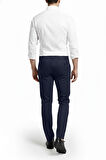 DeepSEA Erkek Lacivert Likralı Gofre Kumaş Beli Lastikli İpli Slim Fit Günlük Pantolon 2600650