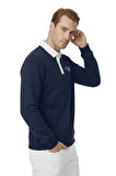 DeepSEA Erkek Lacivert Relax Fit İçi Polarlı Polo Yaka Sweatshirt – Pamuklu Kalın Sweatshirt 2600762