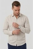 DeepSEA Krem Slim Fit Çizgili %100 Pamuk Erkek Gömlek – Nefes Alan Şık Günlük Gömlek 2602626