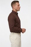 DeepSEA Kahve Slim Fit Likralı Kolay Ütülenebilir Gizli Düğmeli Erkek Gömlek 2602614
